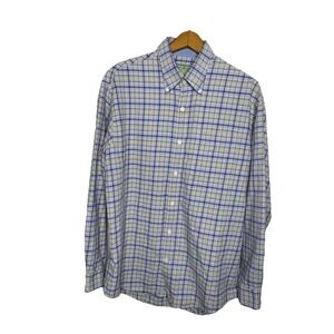 Cooper Jones Mens Large Plaid Button Down Shirt Blue Green Celebrate The County